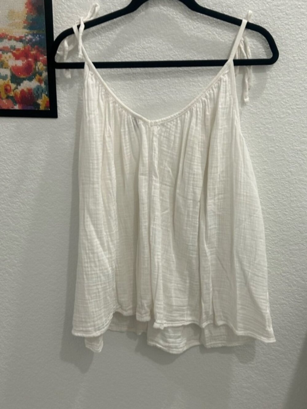 White Tie-Strap Gauze Swing Top - XXL - Picture 2 of 2